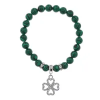 Браслет Клевер (удача и везение) синт.камень Малахит 8мм BS-CR-0522