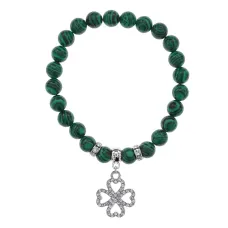 Браслет Клевер (удача и везение) синт.камень Малахит 8мм BS-CR-0522