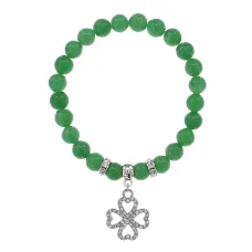 Браслет Клевер (удача и везение) нат.камень Нефрит 8мм BS-CR-0523