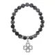 Браслет Клевер (удача и везение) нат.камень Снежный обсидиан 8мм BS-CR-0524