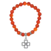 Браслет Клевер (удача и везение) нат.камень Сердолик 8мм BS-CR-0527