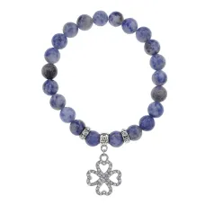 Браслет Клевер (удача и везение) нат.камень Содалит 8мм BS-CR-0528