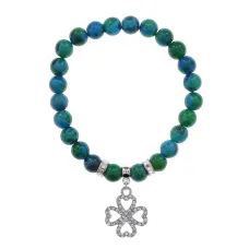 Браслет Клевер (удача и везение) синт.камень Хризоколла 8мм BS-CR-0531