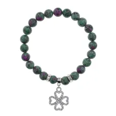 Браслет Клевер (удача и везение) синт.камень Цоизит 8мм BS-CR-0532