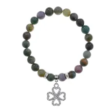 Браслет Клевер (удача и везение) нат.камень Яшма 8мм BS-CR-0535