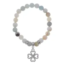 Браслет Клевер (удача и везение) нат.камень Амазонит 8мм BS-CR-0536