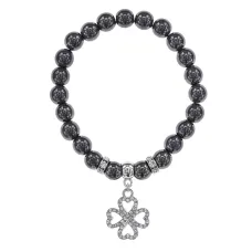 Браслет Клевер (удача и везение) синт.камень Гематит 8мм BS-CR-0538