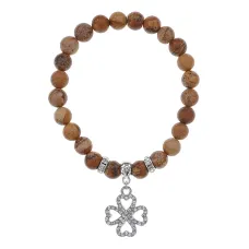 Браслет Клевер (удача и везение) нат.камень Песочная яшма 8мм BS-CR-0540