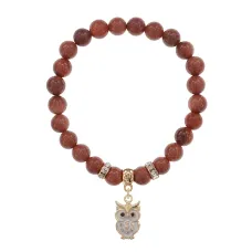 Браслет Сова (знания, счастье, успех) синт.камень Корич. авантюрин 8мм BS-CR-0541