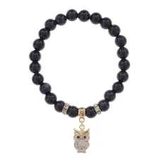 Браслет Сова (знания, счастье, успех) синт.камень Синий авантюрин 8мм BS-CR-0542