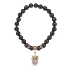 Браслет Сова (знания, счастье, успех) нат.камень Гранат 8мм BS-CR-0546