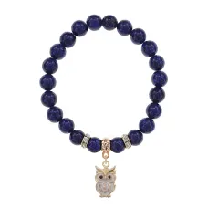Браслет Сова (знания, счастье, успех) нат.камень Лазурит 8мм BS-CR-0550
