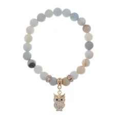 Браслет Сова (знания, счастье, успех) нат.камень Амазонит 8мм BS-CR-0566