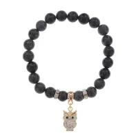 Браслет Сова (знания, счастье, успех) нат.камень Змеевик 8мм BS-CR-0569