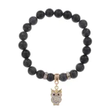 Браслет Сова (знания, счастье, успех) нат.камень Змеевик 8мм BS-CR-0569