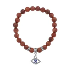 Браслет Глаз (от сглаза и порчи) синт.камень Корич. авантюрин 8мм BS-CR-0571