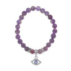 Браслет Глаз (от сглаза и порчи) нат.камень Аметист 8мм BS-CR-0573