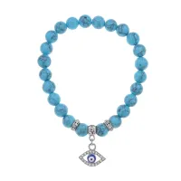 Браслет Глаз (от сглаза и порчи) синт.камень Бирюза 8мм BS-CR-0575