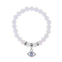 Браслет Глаз (от сглаза и порчи) синт.камень Лунный камень 8мм BS-CR-0581