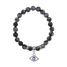 Браслет Глаз (от сглаза и порчи) нат.камень Снежный обсидиан 8мм BS-CR-0584