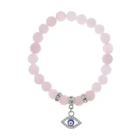 Браслет Глаз (от сглаза и порчи) нат.камень Розовый кварц 8мм BS-CR-0585