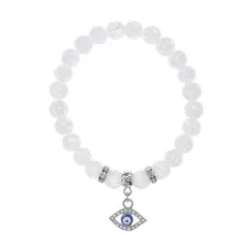 Браслет Глаз (от сглаза и порчи) синт.камень Сахарный кварц 8мм BS-CR-0586