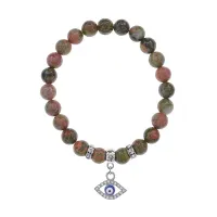 Браслет Глаз (от сглаза и порчи) нат.камень Унакит 8мм BS-CR-0590