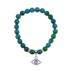 Браслет Глаз (от сглаза и порчи) синт.камень Хризоколла 8мм BS-CR-0591