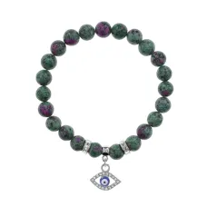 Браслет Глаз (от сглаза и порчи) синт.камень Цоизит 8мм BS-CR-0592