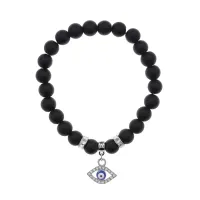 Браслет Глаз (от сглаза и порчи) синт.камень Шунгит 8мм BS-CR-0594