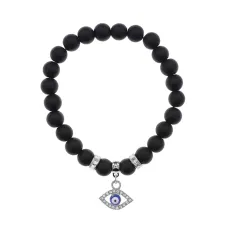 Браслет Глаз (от сглаза и порчи) синт.камень Шунгит 8мм BS-CR-0594