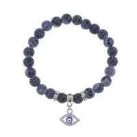 Браслет Глаз (от сглаза и порчи) нат.камень синий Африк. агат 8мм BS-CR-0597