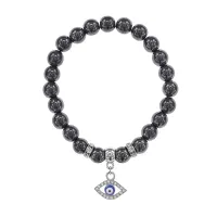 Браслет Глаз (от сглаза и порчи) синт.камень Гематит 8мм BS-CR-0598
