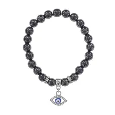 Браслет Глаз (от сглаза и порчи) синт.камень Гематит 8мм BS-CR-0598