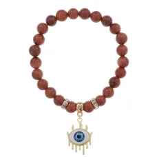 Браслет Глаз (от сглаза и порчи) синт.камень Корич. авантюрин 8мм BS-CR-0601