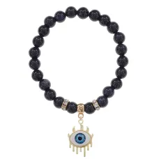 Браслет Глаз (от сглаза и порчи) синт.камень Синий авантюрин 8мм BS-CR-0602