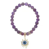 Браслет Глаз (от сглаза и порчи) нат.камень Аметист 8мм BS-CR-0603
