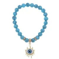Браслет Глаз (от сглаза и порчи) синт.камень Бирюза 8мм BS-CR-0605