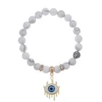 Браслет Глаз (от сглаза и порчи) нат.камень Кахолонг 8мм BS-CR-0607