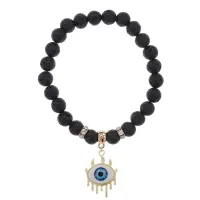 Браслет Глаз (от сглаза и порчи) нат.камень Лава 8мм BS-CR-0609