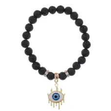 Браслет Глаз (от сглаза и порчи) нат.камень Лава 8мм BS-CR-0609