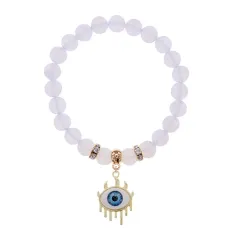 Браслет Глаз (от сглаза и порчи) синт.камень Лунный камень 8мм BS-CR-0611