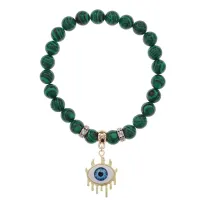 Браслет Глаз (от сглаза и порчи) синт.камень Малахит 8мм BS-CR-0612