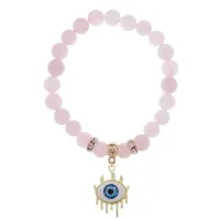 Браслет Глаз (от сглаза и порчи) нат.камень Розовый кварц 8мм BS-CR-0615