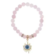 Браслет Глаз (от сглаза и порчи) нат.камень Розовый кварц 8мм BS-CR-0615