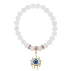 Браслет Глаз (от сглаза и порчи) синт.камень Сахарный кварц 8мм BS-CR-0616