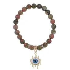 Браслет Глаз (от сглаза и порчи) нат.камень Унакит 8мм BS-CR-0620