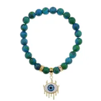 Браслет Глаз (от сглаза и порчи) синт.камень Хризоколла 8мм BS-CR-0621