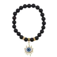 Браслет Глаз (от сглаза и порчи) нат.камень Черный агат 8мм BS-CR-0623