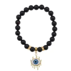 Браслет Глаз (от сглаза и порчи) нат.камень Черный агат 8мм BS-CR-0623